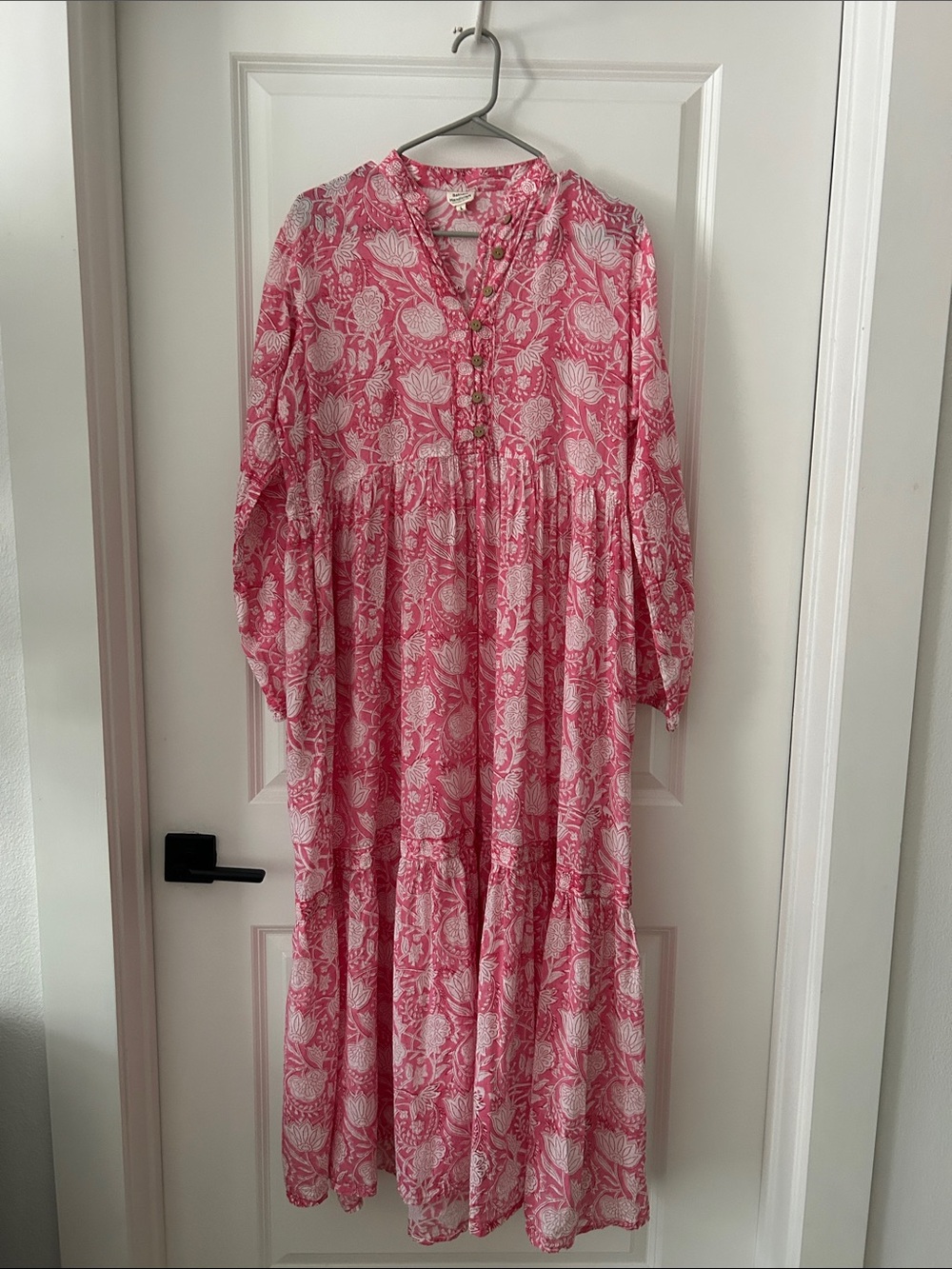 Pink Floral Tiered Maxi Dress